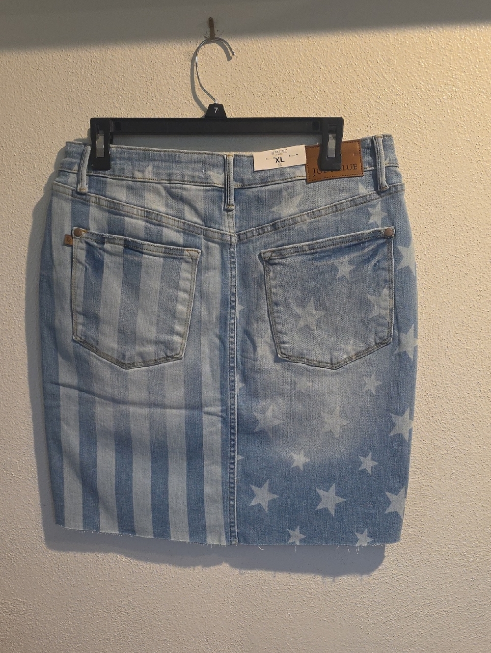 Judy Blue High Rise Medium Wash Stars and Stripes Denim Skirt - Picture 7 of 10